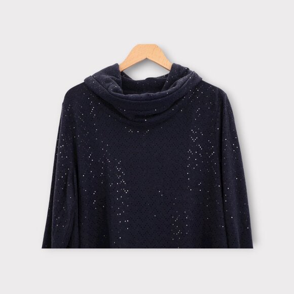 NWT Lane Bryant Sweater Plus Size 14/16 Cowl Neck Blue Sequins Stretch Pullover - Picture 2 of 16